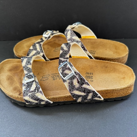 Birkenstock Birkis Black Ivory Tahiti Beaded Double Strap Sandals Slip On Size - Picture 5 of 8